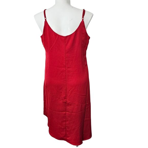 Isabel red satin asymmetrical slip dress sz L - Picture 2 of 8